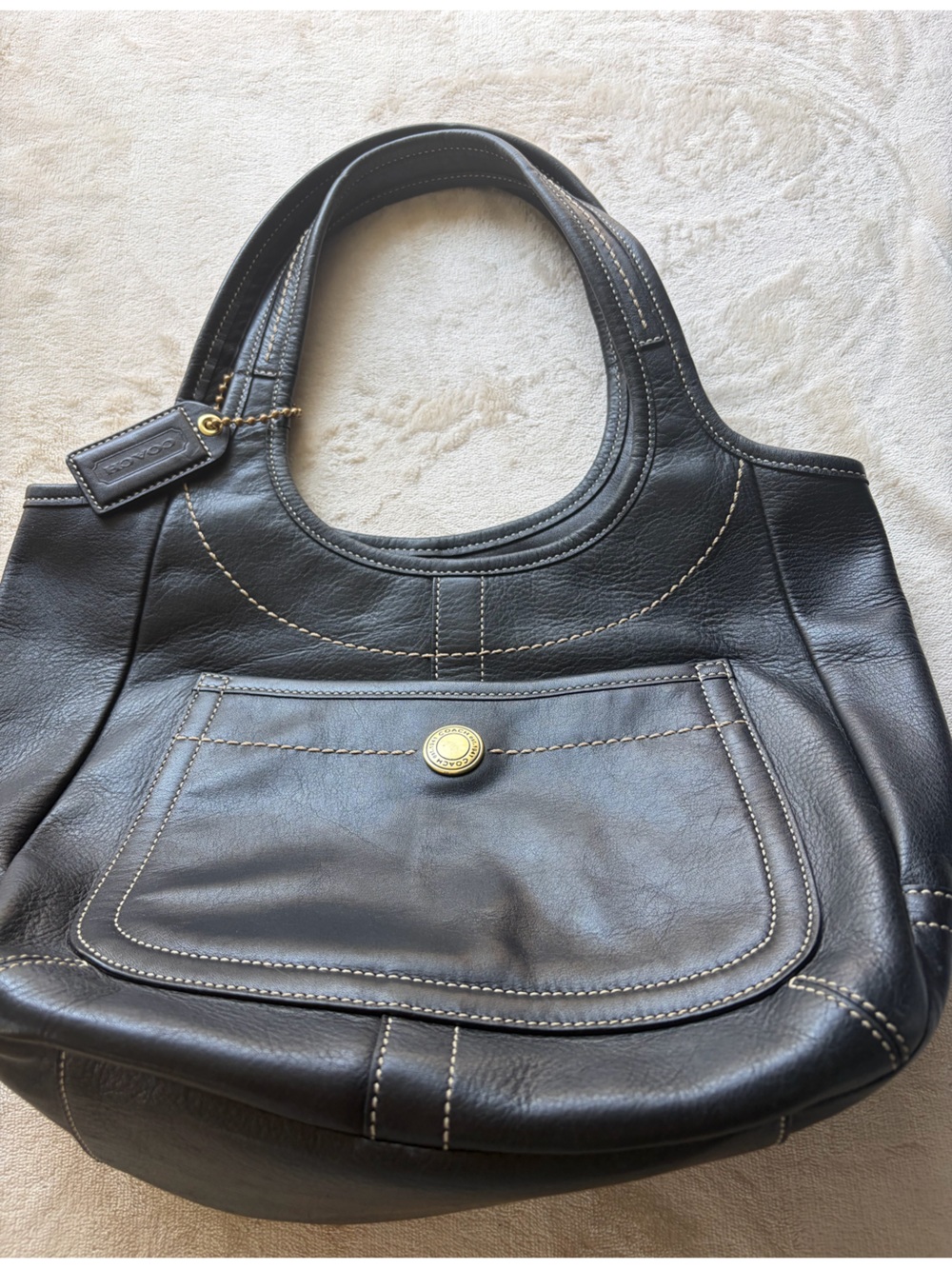 Vintage Coach Black Leather Legacy Ergo Shoulder Bag Tote 10743 Y2K